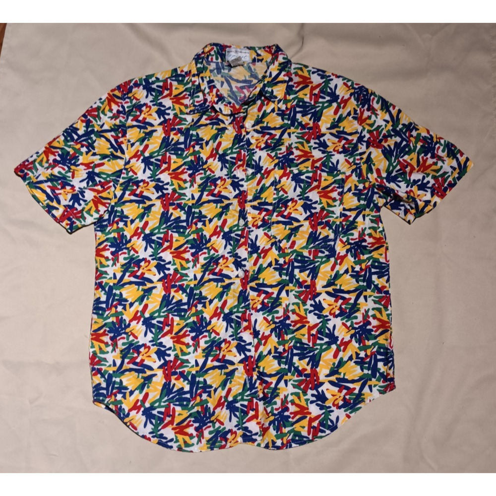 Maggie Lawrence Womens Blouse 14/16 Geometric Artistic Colorful Teacher Vintage